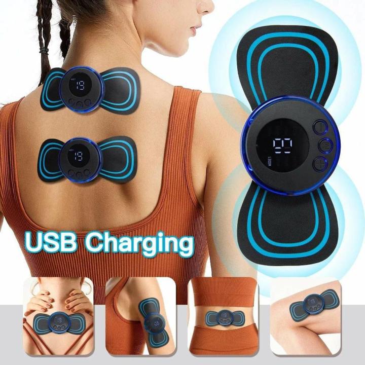 Electric Massager Display EMS Neck Massage Electric Massager Cervical Neck Back Patch 8 Mode Pulse Muscle Stimulator Portable Relief Pain