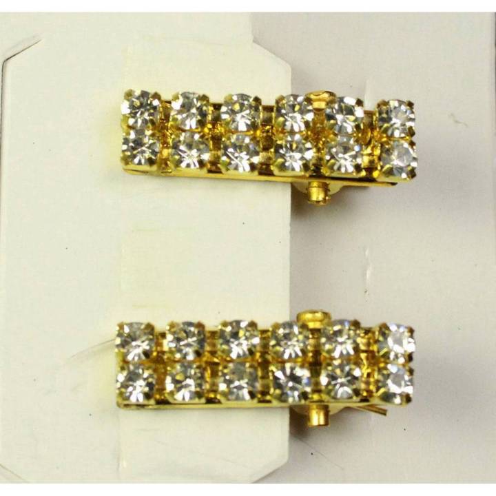 Pack Of 2 - Small Golden Brooch clip Pin With Stone