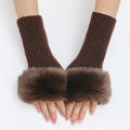 Plush Women gloves Elasticity Knitted Furry Half fingers mittens Fashion gloves for Outdoor Girls Women. 