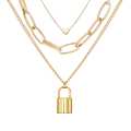 24 Fashion Zone Jewellery  Thick Chain Lock Pendant Necklace Gold Silver Metal Women New. 