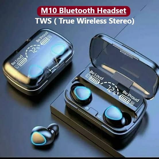 M10 Airpods TWS (True Wireless Stereo) Airbuds Bluetooth Earbuds Dual Earphones Headset (Connect With All Bluetooth Devices).