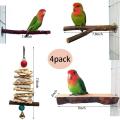Customized hand made Birds Amazon 4 pack perches Natural Wood Parrot Stand Platform Bird Cage Accessories Exercise Toys Cockatiels Conure Lovebirds Natural wooden perch and cage toy Parrot Stand Branch Platform  grey raw macaw Cockatiel. 