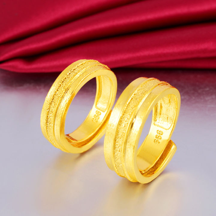 ZQ Vietnam placer gold frosted ring for couples ethnic style retro exquisite adjustable opening accessories