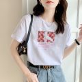 Summer Cotton White Short SleeveTWomen's Korean-Style Casual Loose Bottoming Shirt Cartoon Half-Sleeve All-Matching Top. 