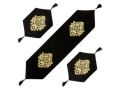 3Pcs Luxury Velvet Laser Cut Table Runner Mat Set. 