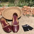 Traditional Handcrafted Pure Leather Khussa - Brown color. 