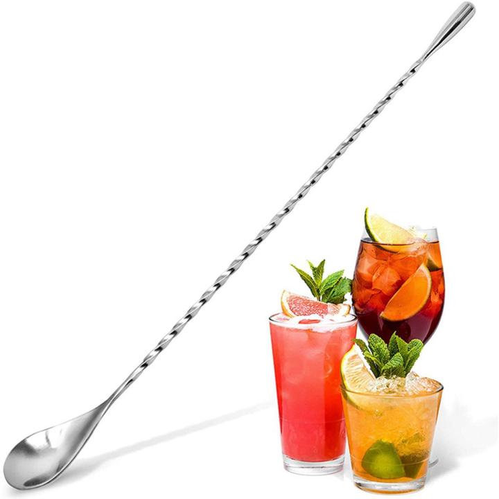 Stainless Steel Bartender Mixing Spoon Cocktail Stirrers, Spiral Pattern Bar Spoon Stirring Spoon With Long Handle