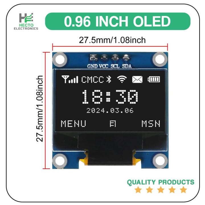 Luminous Display Raspberry Pi 0.96 Inch OLED I2C IIC Display Module 12864 128x64 Pixel SSD1306 Mini ...