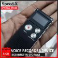SpeedX Digital Voice Recorder Device with 8GB Storage - Rechargeable Sound Recorder. 