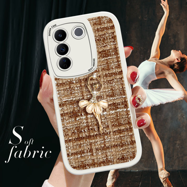 BILI for Vivo V27 5G / V27 Pro 5G Cover With Ballet Dancer Fabric Back Lens Protection Soft Silicone Phone Cases