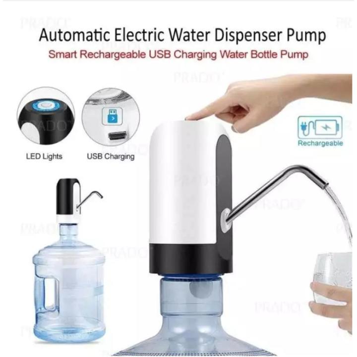 Automatic Electric Water Dispenser Pump Rechargeable Portable USB Charging Wireless Water Pump Automatic Drinking Water Dispenser Bottle Pump Auto Water Bottle Dispenser Pump - White