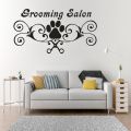 Grooming Salon Wall Decals Dog Paw Print Vinyl Poster Pet Shops Decor Pets Grooming Scissor Wall Art Sticker Pet Shop. 