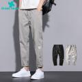 Green Home Men Pants Drawstring Pure Color Sports Casual Straight Training Slacks. 