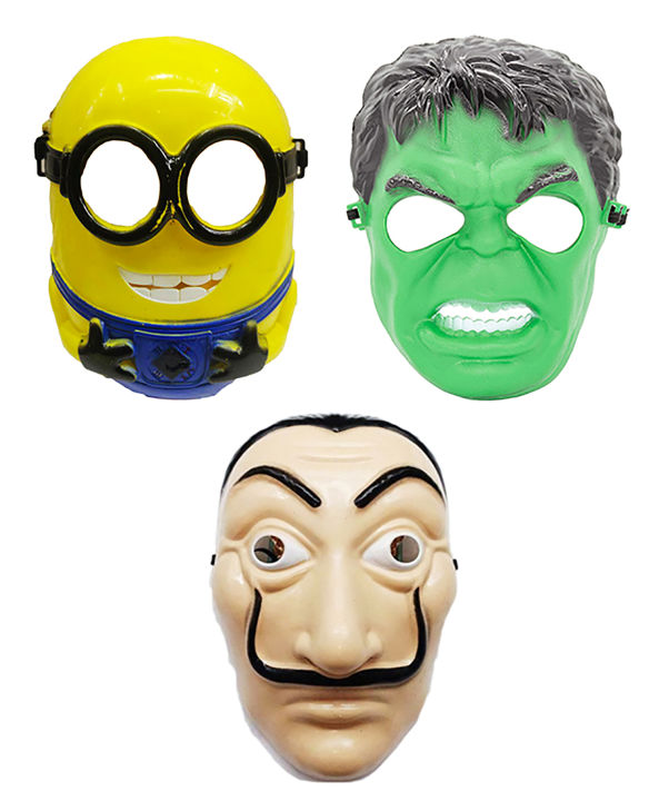 Money Heist - Minion and Hulk Mask 3 in 1 -Masks for Party
