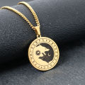 【IKE】Stainless Steel Viking Necklace Odin Wolf Head Sun Moon Rune Pendant Necklace Titanium Steel Vintage Viking Logo Necklace. 