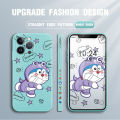 Jizetin for iPhone 13 Pro Max Case Puple Clothing Doraemon Side Design Phone Case Square Edge Pattern Liquid Silicone Cases Full Cover Camera Shockproof Protective Case. 
