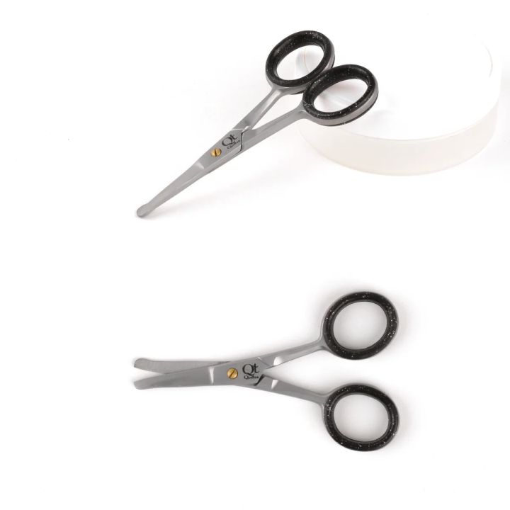 QT Quetee Stainless Steel Grooming Scissors 3.7 Inch Rounded Tip Safety Scissors for Men Women Unisex, Nose Hair, Ear, Beard, Eyebrows & Facial Hair Trimming Scissors Beauty Care & Precision Grooming Tools
