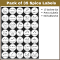 Jar Labels Urdu Sticker (Qty 35 - 70) - Customizable - 1.5 inch Size Square Shape - Full White color Label with Black Text - Easily Peelable Spice Labels by Prime Impressions. 