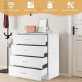 Chest of 4 Drawers Modern White, Chest of Drawers for Bedroom, Storage Cabinet Dresser Organizer Unit with Handle for Living Room. 