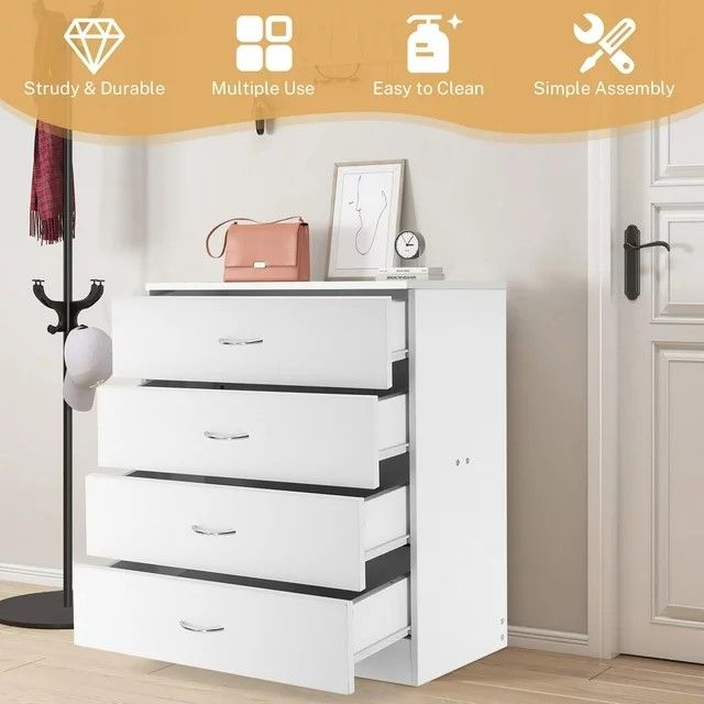 Chest%20of%204%20Drawers%20Modern%20White,%20Chest%20of%20Drawers%20for%20Bedroom,%20Storage%20Cabinet%20Dresser%20Organizer%20Unit%20with%20Handle%20for%20Living%20Room%20-%20Image%203