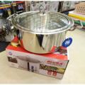 Alpha Stainless Steel Casserole Pots [22, 24, 26, 28, 30 & 32cm] | Double Bottom / Encapsulated Bottom Handi, Degchi With Glass Lid. 