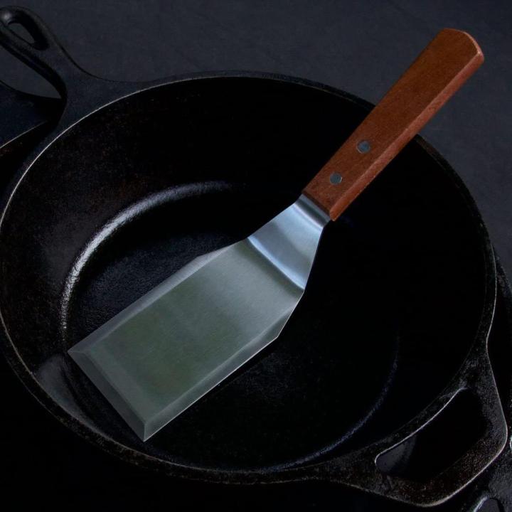 MANNKITCHEN Professional Grade Stainless Steel Spatula Perfect for Cast Iron Skillets and Flat Top Grills