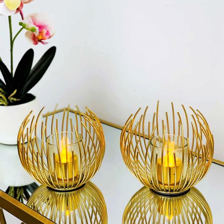 Metal Golden Candle Holder Candle Stick Holders Iron Art Geometric Candle Stand For Home Decor Table Centerpiece Wedding Party , Best Gift for Birthday , Marriage -Home decor , Room Decor , Table decor