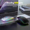 FunBug Dual Mode Rechargeable Wireless Bluetooth Gaming Mouse RGB with adjustable DPI ~ Silent Click, Ultra-thin Mini Wireless 2.4G Optical Mouse with MousePad for Laptop, PC, Computer, Mobile, MacBook, iPad, Tablet, Smart LED TV. 