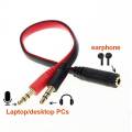 3.5mm Female to 2 Male Headphone Mic Audio Splitter Jack Cable Headset Adapter Kit Mutual Convertors for PS4,Xbox One S,Tablet,Mobile Phone,PC Gaming Headsets New Version Laptop Black and Red. 