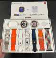 i20 Ultra Max Suit with Earphones 7 in1 set with earbuds - Ultra  Smart Watch 7 In 1- i20  Ultra Smart Watches - Ultra 10 in 1- T900 ultra Smart Watches- Ultra 7 in 1- With Wireless Charging Capacity - Ultra 7 in 1 - i20 ultra watch with Golden strap .. 