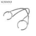 Double Finger Chain Ring Exquisite Opening Geometric Double Finger Ring. 