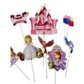 Princess Sofia Theme Cake Toppers - Cake Toppers - Pink Colors - Girls Theme - Pack Of 6 Cake Toppers. 
