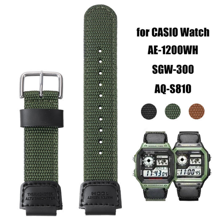 Nylon Watch Strap for Casio AE-1200 1300 AE-1000W F91W F84 AEQ-110W SGW-300H 400H 500H Men's Canvas Raised Mouth Watchband 18mm