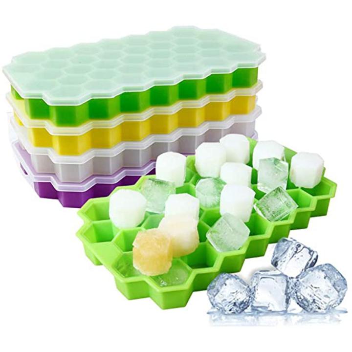 Ice Cube Molds with Lid Flexible Ice Trays BPA Free