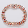 Iced Out VVS Moissanite Cuban Chain Bracelet 8mm White Gold Plated Silver925 Hiphop Cuban Chain Link Women Men Bracelet. 