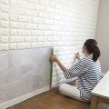 3D Foam Brick Wall Decoration Paper wall paper 27 inch width 30 inch height(1 sheet). 