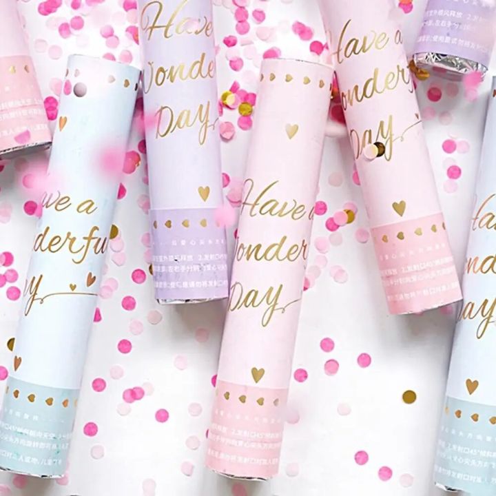 Mini Handheld Confetti Cannons Tube Petal Rain Poppers Salute Wedding Birthday Confetti for Celebration Party Decor
