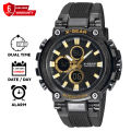 X-Gear 3897 Dual Time Fashion Sports Watch Stainless Steel Multifunctional Dial Water Resistant Watch for Men Rubber Straps Sports Watch. 