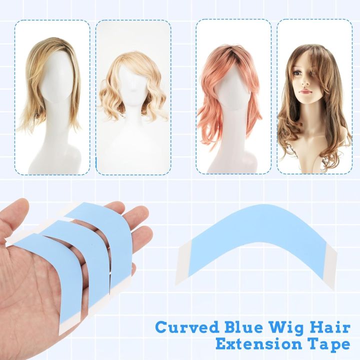 Walker Tape Co. C Contour Double Sided Tape For Lace Wigs – Blue Liner, 108 Pieces, 1x3 Inch