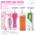 Depilatory Wax Heater, Wax Roll On Heater, wax machine 3 in 1 Depilatory Roll On Heater Waxing with Epilator Machine Cartridge Heater for Skin Underarm Hair Removal Face Skin Care Tool, WAX REFILE AND STRIPS INCLUDED. 