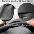 Business Badge holder Stylish Retractable Card band ID card holder Neck strap Leather Leather holder for Office Conference Trade show Corporate events Employee identification. 
