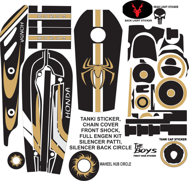 honda%20125cc%20full%20bike%20protection%20stickers%20in%20matt%20black%20multicolor%20with%20wheel%20sticker%20-%20Image%204