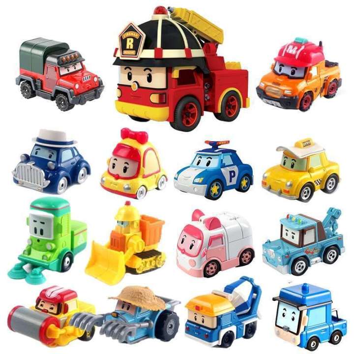 Korea Robocar Poli Roy Cap Amber Marine Anime Metal Action Figure Cartoon For Children Kids Birthday Gifts