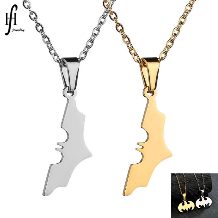 Amazon Hot Selling Creative Versatile Fine Polished Batman Necklace Stainless Steel Animal Pendant for Women