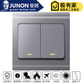 Junlang switch socket panel genuine JUNON official flagship H series gray 86 type matte gray dark package. 