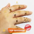 Pack of 10 - Adjustable Finger Rings For Girls - golden Colour. 