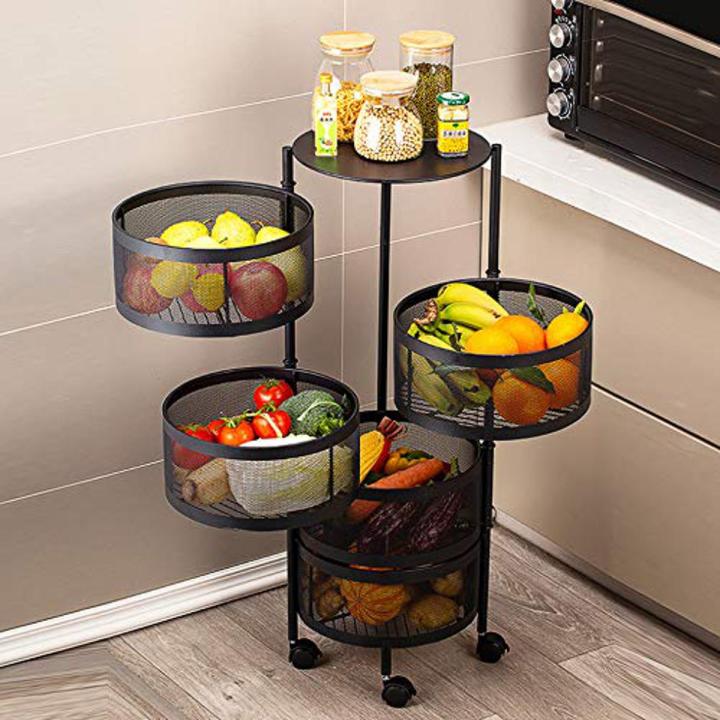 Layer/Tier/Step Kitchen Rotating Shelf 360 Degree Baskets Fruit