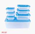 Pack of 7 Thumb Lock Transparent Rectengular Bowl set. 