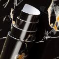 (60x200 CM) Black Marble High Gloss Vinyl Self Adhesive Wallpaper,Furniture Film Contact Paper. 