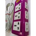 MILLAT Power Extension with 9 Sockets (6 simple + 3 universal sockets) with 3 meters long Copper wire - Made by Millat. 